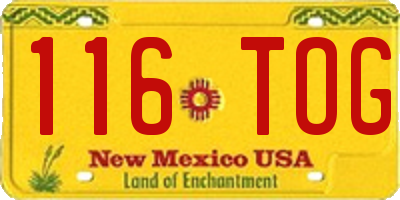 NM license plate 116TOG