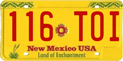 NM license plate 116TOI