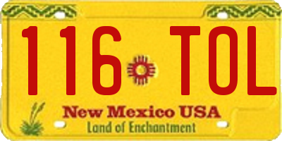 NM license plate 116TOL