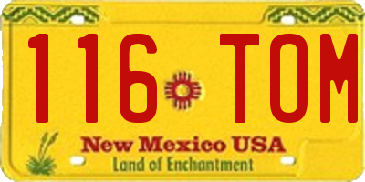 NM license plate 116TOM