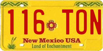 NM license plate 116TON