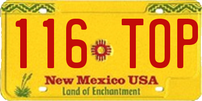 NM license plate 116TOP
