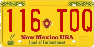NM license plate 116TOQ