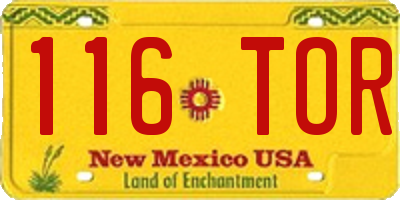 NM license plate 116TOR