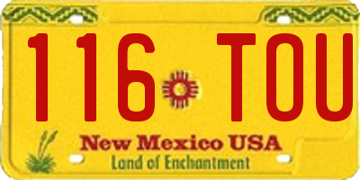 NM license plate 116TOU