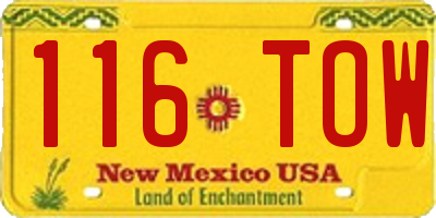 NM license plate 116TOW