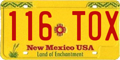 NM license plate 116TOX