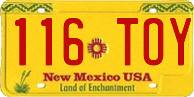 NM license plate 116TOY