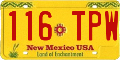 NM license plate 116TPW