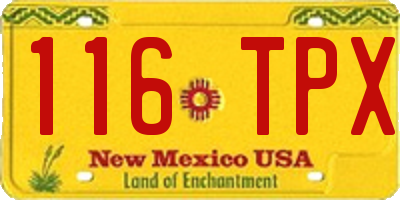 NM license plate 116TPX