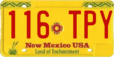 NM license plate 116TPY