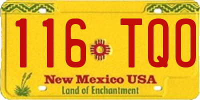 NM license plate 116TQO