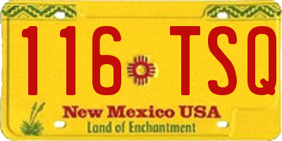 NM license plate 116TSQ