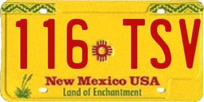 NM license plate 116TSV