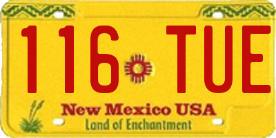 NM license plate 116TUE
