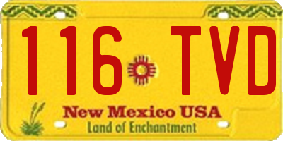 NM license plate 116TVD