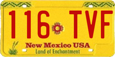NM license plate 116TVF