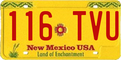 NM license plate 116TVU