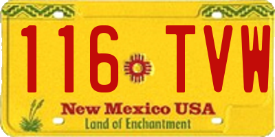 NM license plate 116TVW