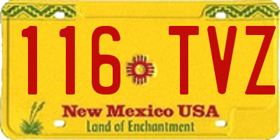 NM license plate 116TVZ