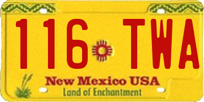 NM license plate 116TWA