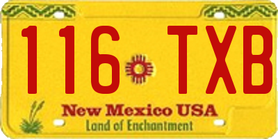 NM license plate 116TXB