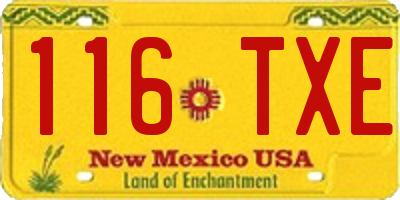 NM license plate 116TXE