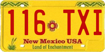NM license plate 116TXI