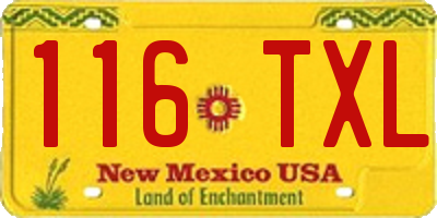 NM license plate 116TXL
