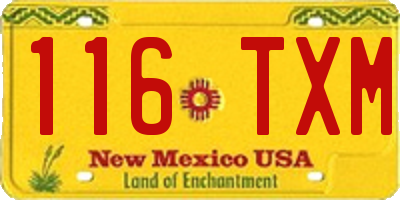 NM license plate 116TXM