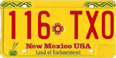 NM license plate 116TXO