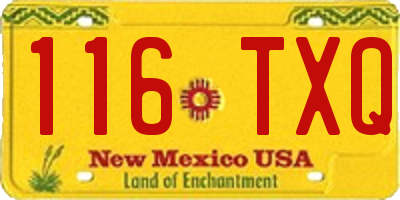 NM license plate 116TXQ