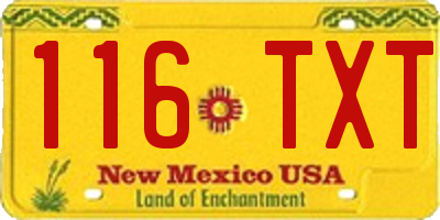 NM license plate 116TXT