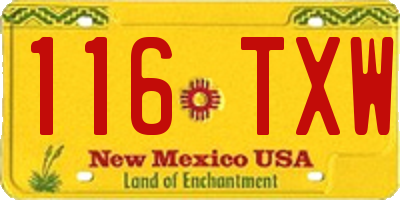 NM license plate 116TXW