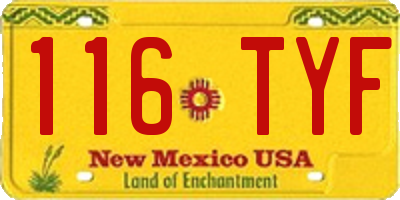 NM license plate 116TYF