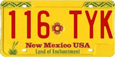 NM license plate 116TYK
