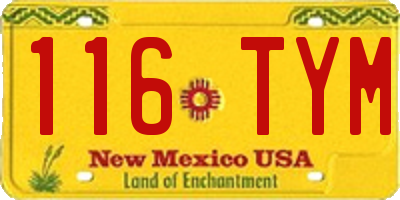 NM license plate 116TYM