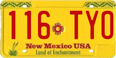 NM license plate 116TYO