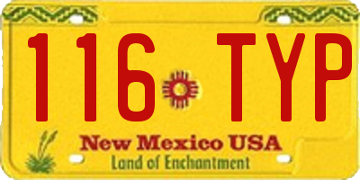 NM license plate 116TYP