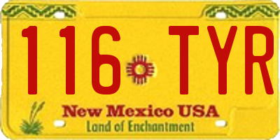 NM license plate 116TYR