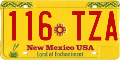 NM license plate 116TZA