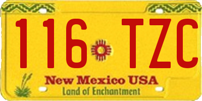 NM license plate 116TZC