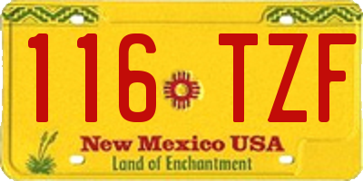 NM license plate 116TZF