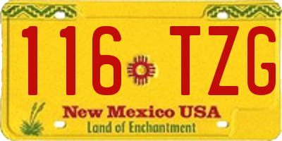 NM license plate 116TZG