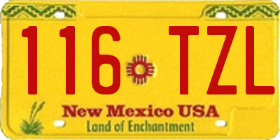 NM license plate 116TZL