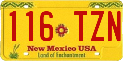 NM license plate 116TZN