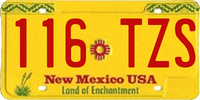 NM license plate 116TZS