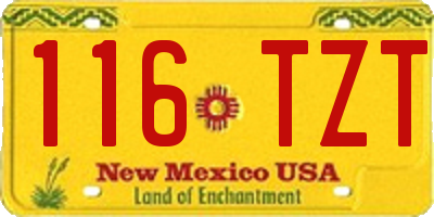 NM license plate 116TZT