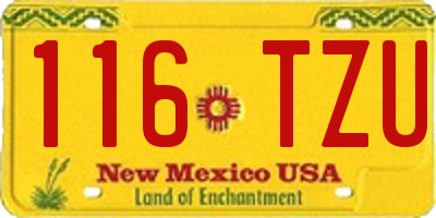 NM license plate 116TZU