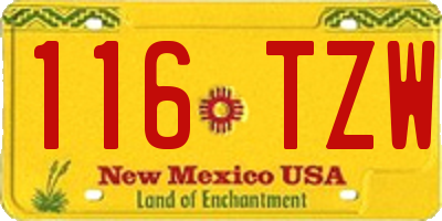 NM license plate 116TZW